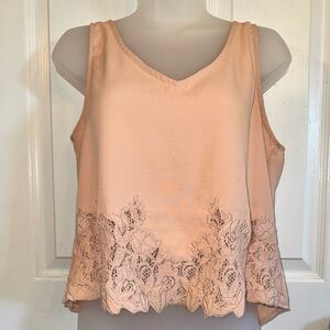 Elodie Peach Lace Trim Tank Top